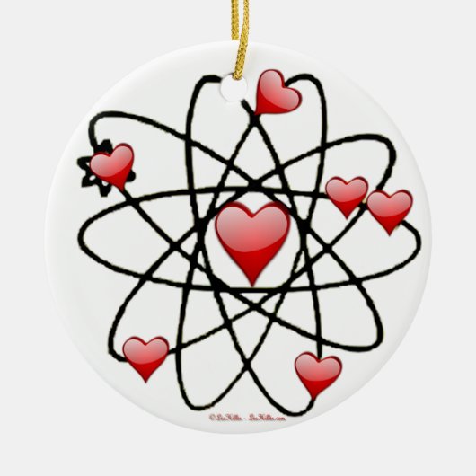 Atomische Valentijn Rode Harten Keramisch Ornament (Voorkant)