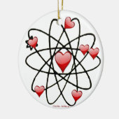 Atomische Valentijn Rode Harten Keramisch Ornament (Links)