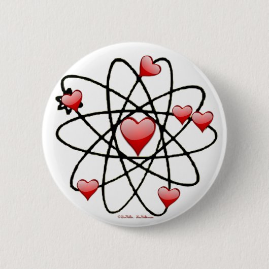 Atomische Valentijn Rode Harten Ronde Button 5,7 Cm (Voorkant)