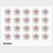 Atomische Valentijn Rode Harten Ronde Sticker (Vel)
