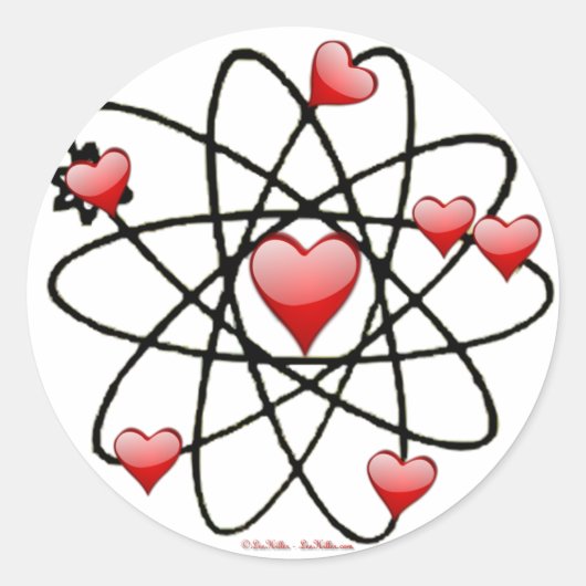 Atomische Valentijn Rode Harten Ronde Sticker (Voorkant)