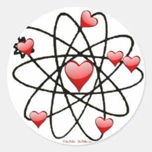 Atomische Valentijn Rode Harten Ronde Sticker