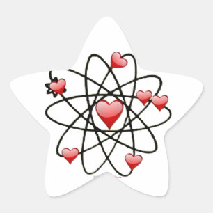 Atomische Valentijn Rode Harten Ster Sticker
