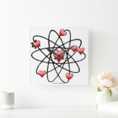 Atomische Valentijn Rode Harten Vierkante Klok (Huis)