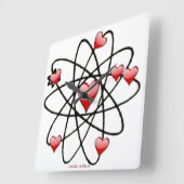 Atomische Valentijn Rode Harten Vierkante Klok (Hoek)