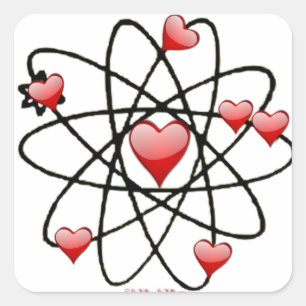 Atomische Valentijn Rode Harten Vierkante Sticker