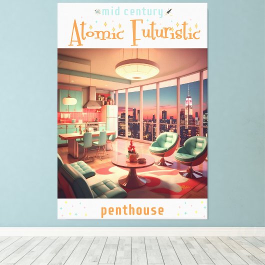 Atomistisch futuristisch penthouse-appartement canvas afdruk (Insitu (Houten vloer))