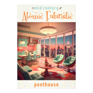 Atomistisch futuristisch penthouse-appartement foto afdruk