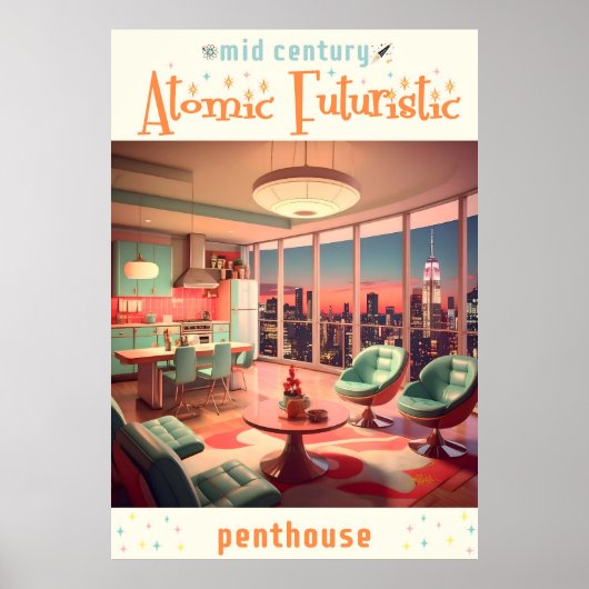 Atomistisch futuristisch penthouse-appartement poster (Voorkant)