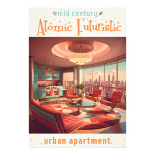 Atomistisch Futuristisch Stadsappartement Foto Afdruk