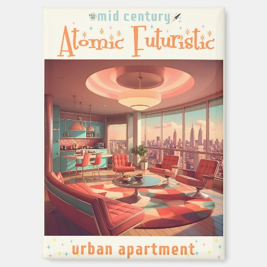 Atomistisch Futuristisch Stadsappartement Magneet (Voorkant)