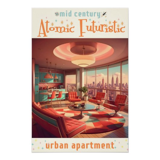 Atomistisch Futuristisch Stadsappartement Perfect Poster (Voorkant)