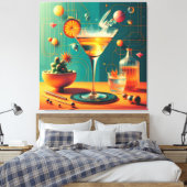 Atomistische Futuristische Kosmische Storm Martini Canvas Afdruk (Insitu (Slaapkamer))