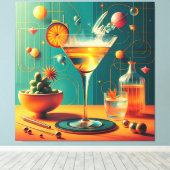 Atomistische Futuristische Kosmische Storm Martini Canvas Afdruk (Insitu (Houten vloer))
