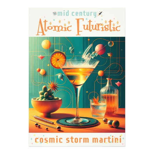 Atomistische Futuristische Kosmische Storm Martini Foto Afdruk (Voorkant)