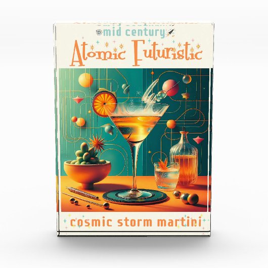 Atomistische Futuristische Kosmische Storm Martini Fotoblokken (Voorkant)