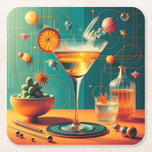 Atomistische Futuristische Kosmische Storm Martini Kartonnen Onderzetters