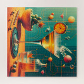 Atomistische Futuristische Kosmische Storm Martini Legpuzzel (Horizontaal)
