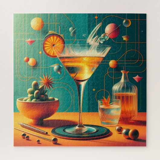 Atomistische Futuristische Kosmische Storm Martini Legpuzzel (Verticaal)