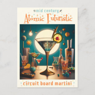 Atomistische Futuristische Printplaat Martini Briefkaart