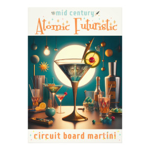 Atomistische Futuristische Printplaat Martini Foto Afdruk
