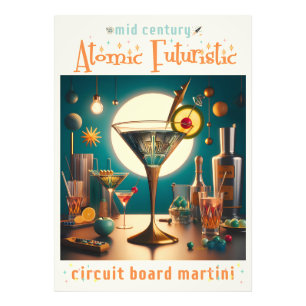 Atomistische Futuristische Printplaat Martini Foto Afdruk