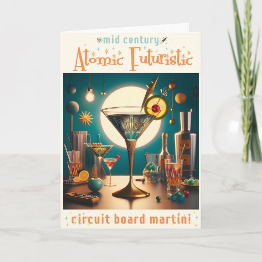 Atomistische Futuristische Printplaat Martini Kaart (Voorkant)