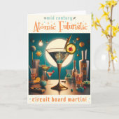 Atomistische Futuristische Printplaat Martini Kaart (Gele Bloem)