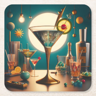 Atomistische Futuristische Printplaat Martini Kartonnen Onderzetters