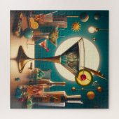 Atomistische Futuristische Printplaat Martini Legpuzzel (Horizontaal)