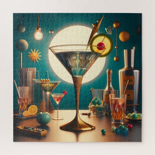 Atomistische Futuristische Printplaat Martini Legpuzzel (Verticaal)