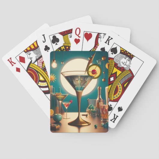 Atomistische Futuristische Printplaat Martini Pokerkaarten (Achterkant)