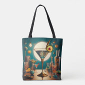 Atomistische Futuristische Printplaat Martini Tote Bag (Achterkant)