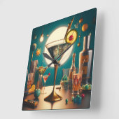 Atomistische Futuristische Printplaat Martini Vierkante Klok (Hoek)