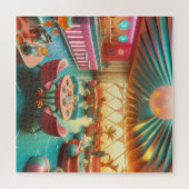 Atomistische Futuristische Retro Florida Lounge Legpuzzel (Horizontaal)