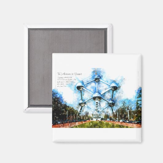 atomium Brussels Aquarell Magneet (Voorkant / Achterkant)