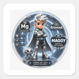 ATOMIVRA Magnesium Karakter Vierkante Sticker