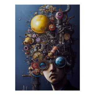 Atompunk Art Maximalism Style, Urban Mathematics Perfect Poster