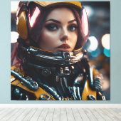 Atompunk Woman Canvas Afdruk (Insitu (Houten vloer))