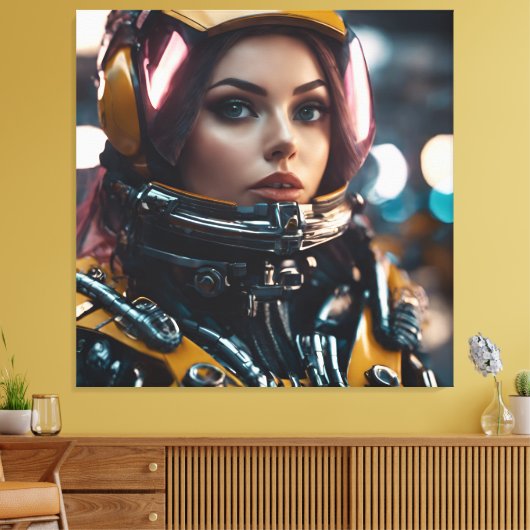 Atompunk Woman Canvas Afdruk (Insitu (Woonkamer))