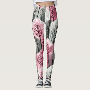 Atomroze grijze geometrische boomgrid leggings