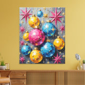 Atomtijdperk Glans: Mid-Century Modern Kerstmis Canvas Afdruk (Insitu (Woonkamer))