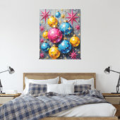 Atomtijdperk Glans: Mid-Century Modern Kerstmis Canvas Afdruk (Insitu (Slaapkamer))
