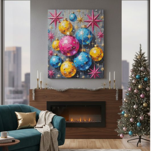 Atomtijdperk Glans: Mid-Century Modern Kerstmis Canvas Afdruk