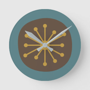 Atomtijdperk Mid Century Modern Retro Ronde Klok