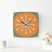 Atomtijdperk Mid Century Modern Retro Vierkante Klok (Huis)
