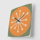 Atomtijdperk Mid Century Modern Retro Vierkante Klok (Hoek)
