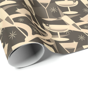 Atoom 50s Retro Martini Cocktail Patroon Cadeaupapier