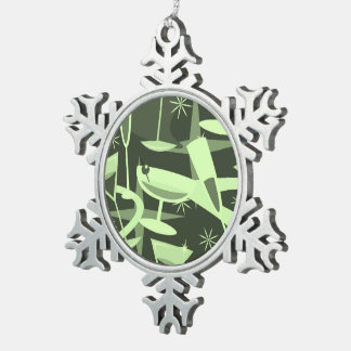 Atoom 50s Retro Martini Cocktail Patroon Tin Sneeuwvlok Ornament
