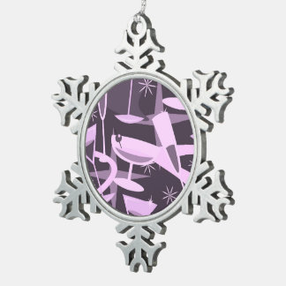 Atoom 50s Retro Martini Cocktail Patroon Tin Sneeuwvlok Ornament